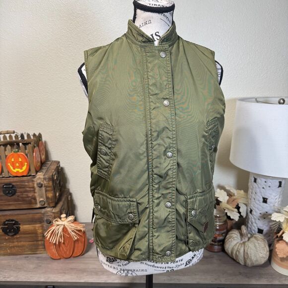 VTG Ralph Lauren Authentic Dry Goods Supply Cargo Vest Army Green Dog Print Sz P - Picture 1 of 13